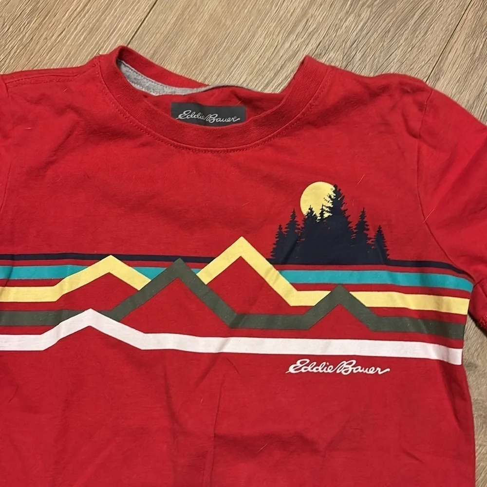 Eddie Bauer Kids Red Mountain Tee and Green Camo Shirt